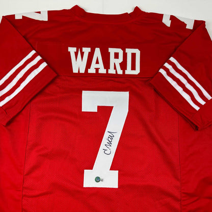 Autographed/Signed Charvarius Ward San Francisco Red Football Jersey Beckett BAS COA