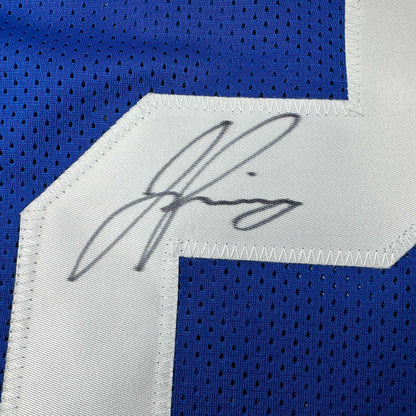 Autographed/Signed Jason Pinnock New York Blue Football Jersey PSA/DNA COA