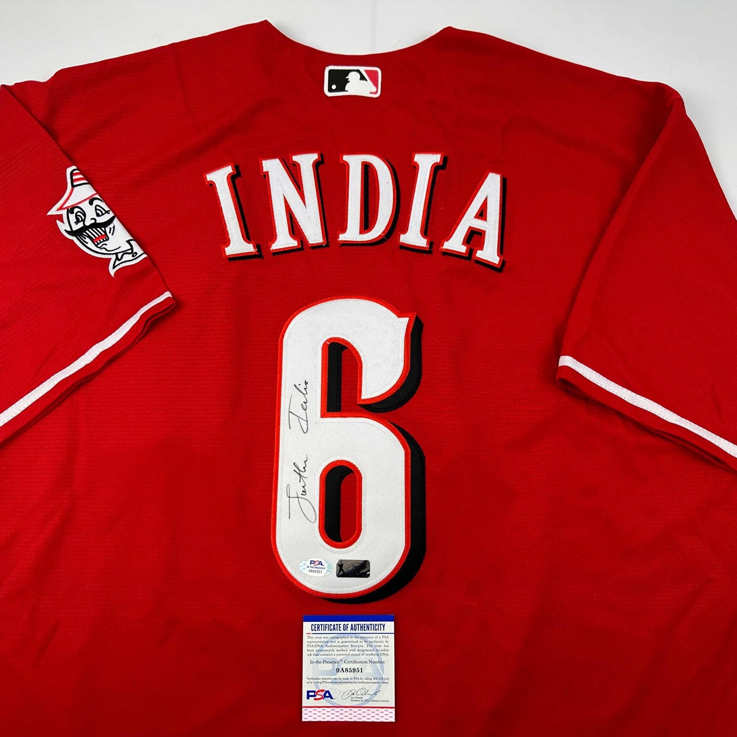Autographed/Signed Jonathan India Cincinnati Red Baseball Jersey JSA COA