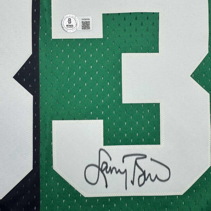 Autographed/Signed Larry Bird Boston Split Basketball Jersey Beckett BAS COA