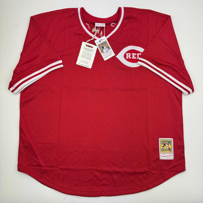 Autographed/Signed Johnny Bench Cincinnati Reds Mitchell & Ness Baseball Jersey Fanatics COA