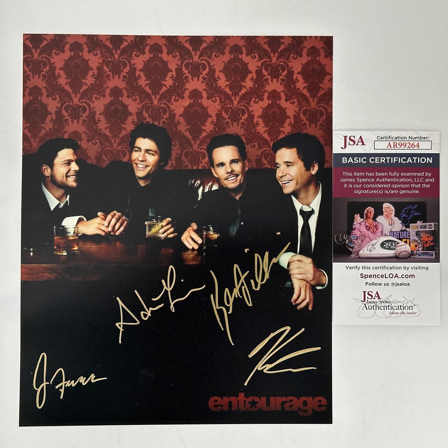 Autographed/Signed Entourage 4x Cast Adrian Grenier Kevin Connolly Jerry Ferrara Kevin Dillon 8x10 Photo JSA COA