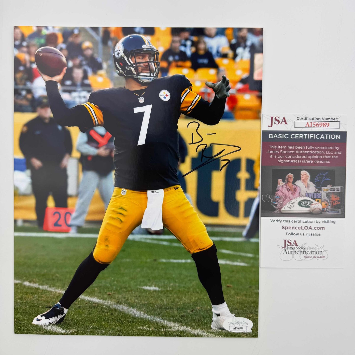 Autographed/Signed Ben Roethlisberger Pittsburgh Steelers 8x10 Football Photo JSA COA