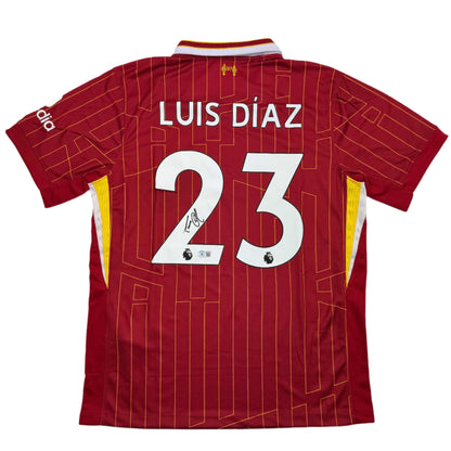 Autographed/Signed Luis Diaz Liverpool Red Soccer Jersey Beckett BAS COA