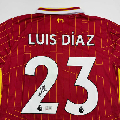 Autographed/Signed Luis Diaz Liverpool Red Soccer Jersey Beckett BAS COA
