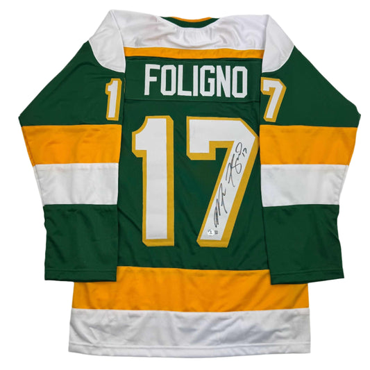 Autographed/Signed Marcus Foligno Minnesota Green Hockey Jersey Beckett BAS COA