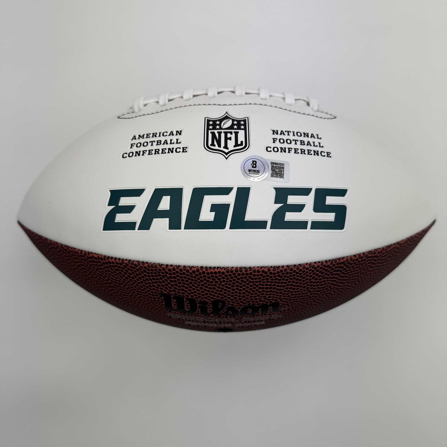 Autographed/Signed Brandon Graham Philadelphia Eagles Full Size F/S White Panel Logo Football Beckett BAS COA