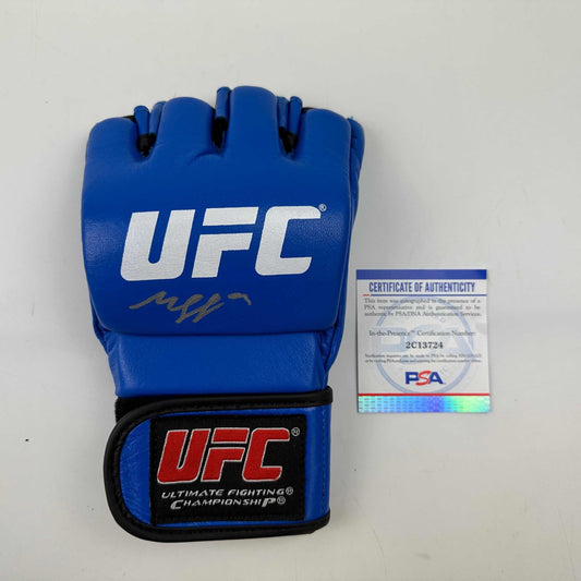 Autographed/Signed Khamzat Borz Chimaev UFC MMA Ultimate Fighting Blue Glove PSA/DNA COA