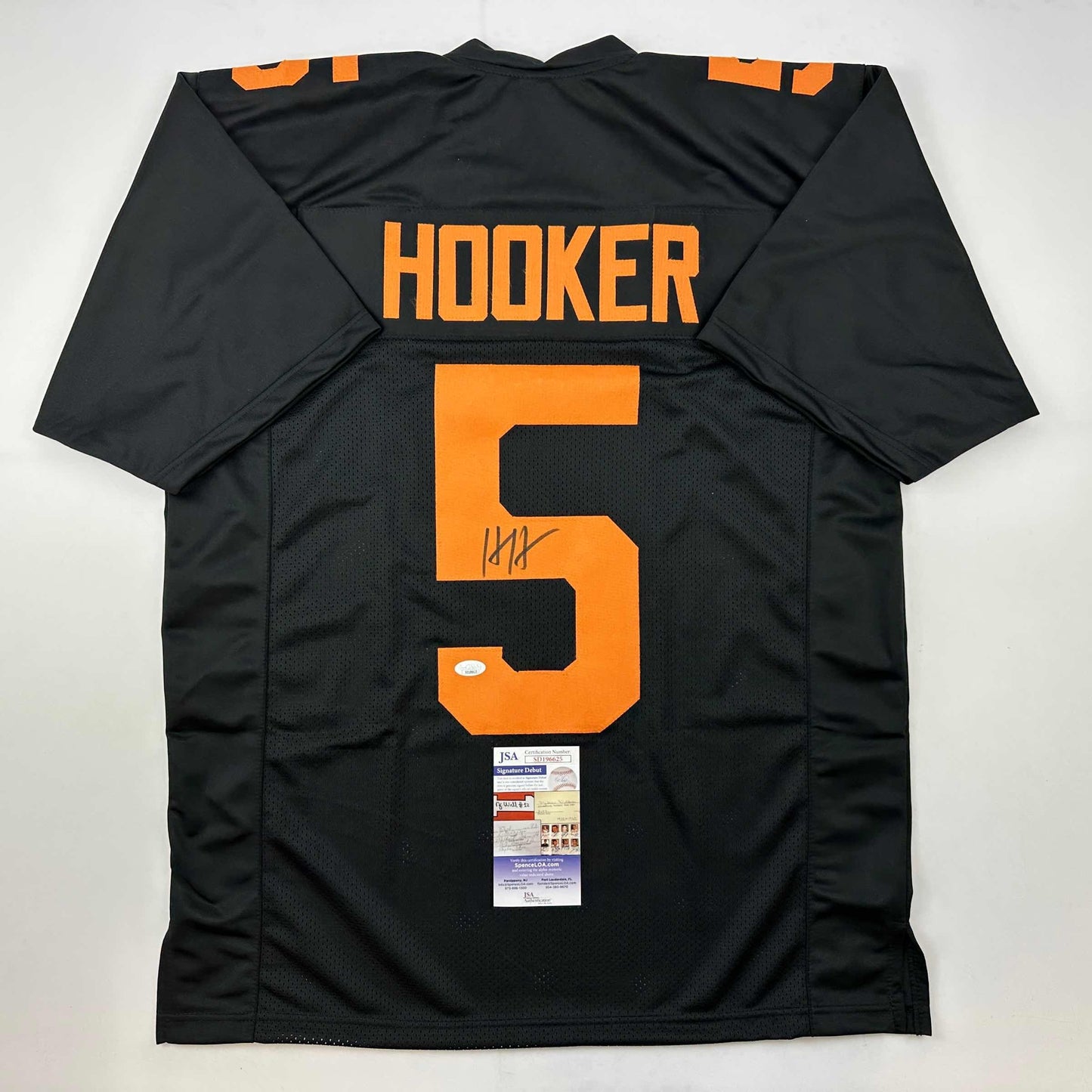 Autographed/Signed Hendon Hooker Tennessee Black College Football Jersey JSA COA