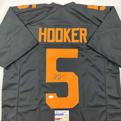 Autographed/Signed Hendon Hooker Tennessee Black College Football Jersey JSA COA