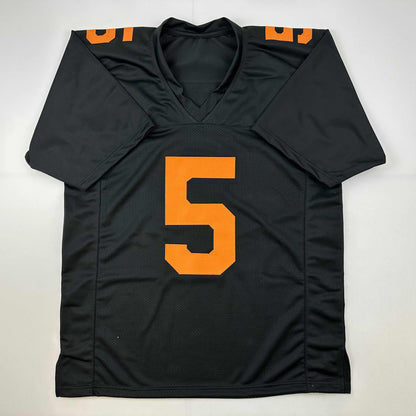 Autographed/Signed Hendon Hooker Tennessee Black College Football Jersey JSA COA