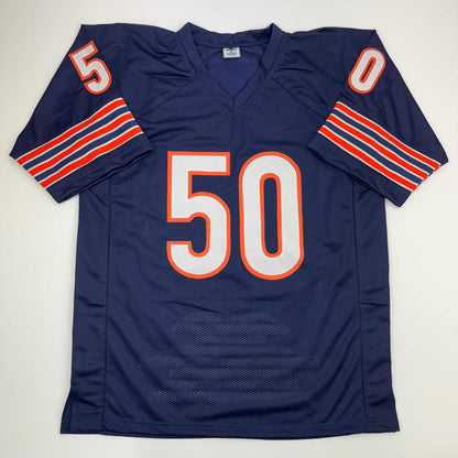 Autographed/Signed Mike Singletary Chicago Blue Stat Football Jersey Beckett BAS COA