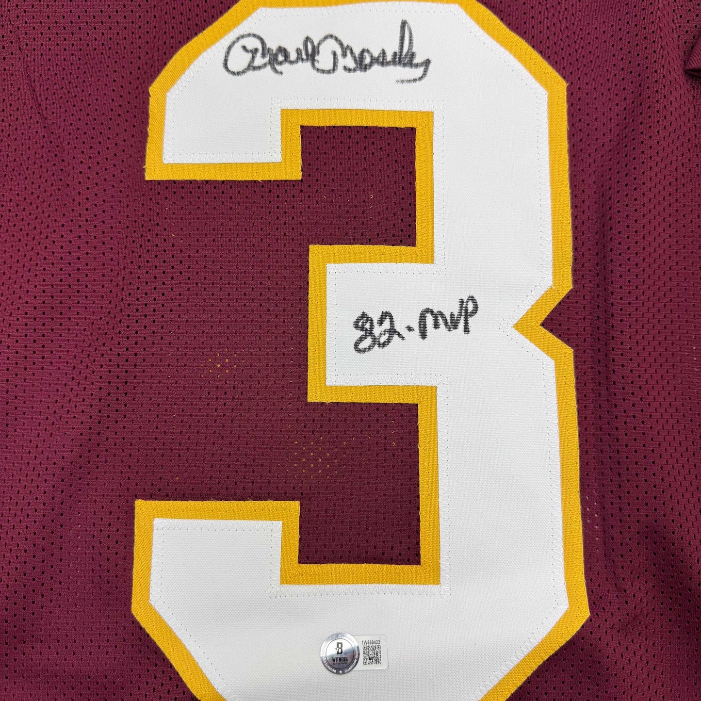 Autographed/Signed Mark Moseley 82 MVP Washington Burgundy Football Jersey Beckett BAS COA