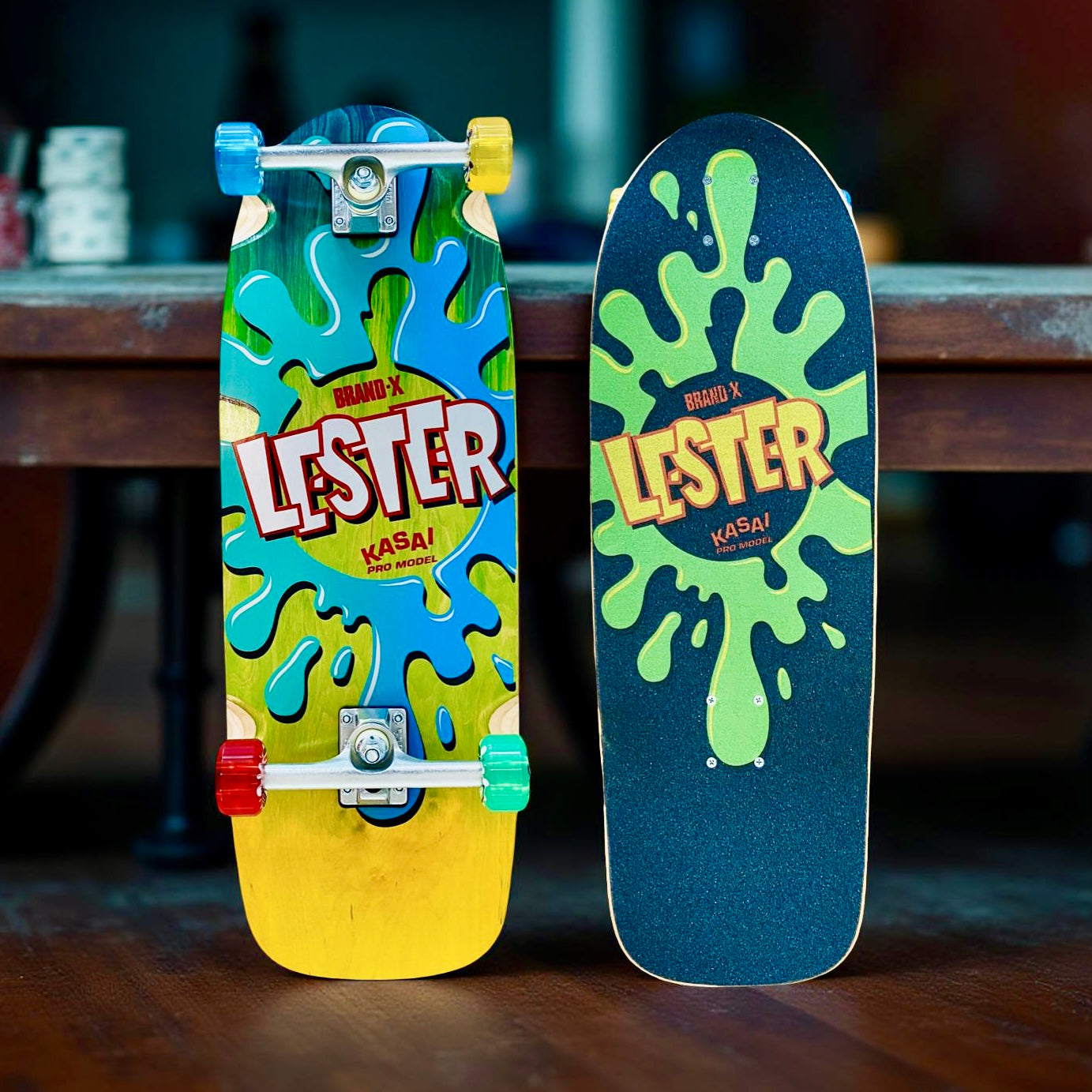 Lester Kasai 10”x30” Limited Edition, HAND PAINTED Complete Skateboard