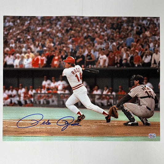 Autographed/Signed Pete Rose Cincinnati Red 16x20 Baseball Photo Athlete Hologram COA Holo #3
