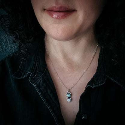 Simple Earth and Moon Natural Stones Pendant Necklace