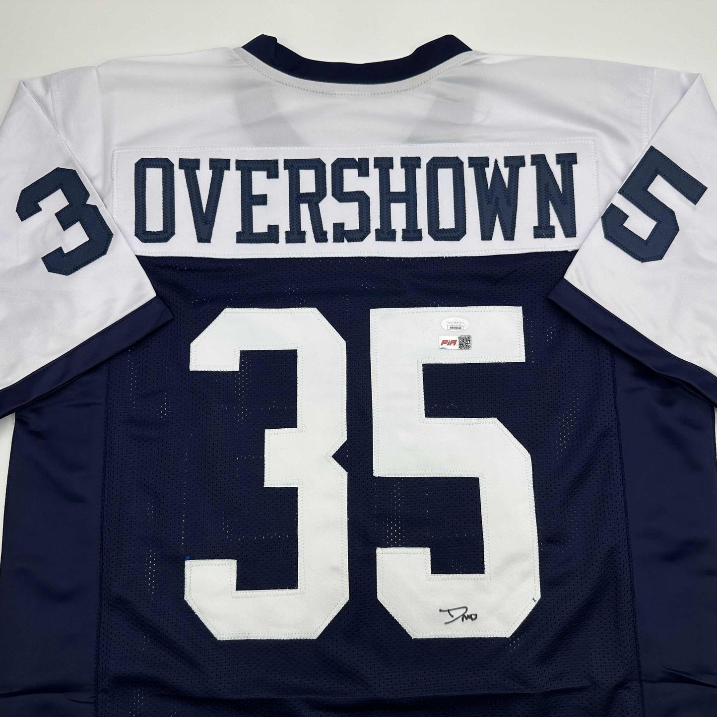 Autographed/Signed DeMarvion Overshown Dallas Thanksgiving Day Football Jersey JSA COA