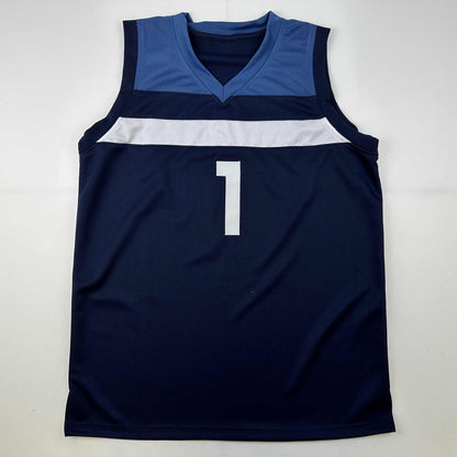 Autographed/Signed Anthony Edwards Minnesota Blue Basketball Jersey Beckett BAS COA