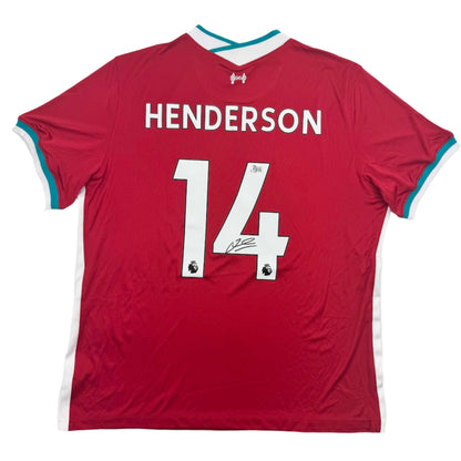 Autographed/Signed Jordan Henderson Liverpool Red Soccer Jersey Beckett BAS COA