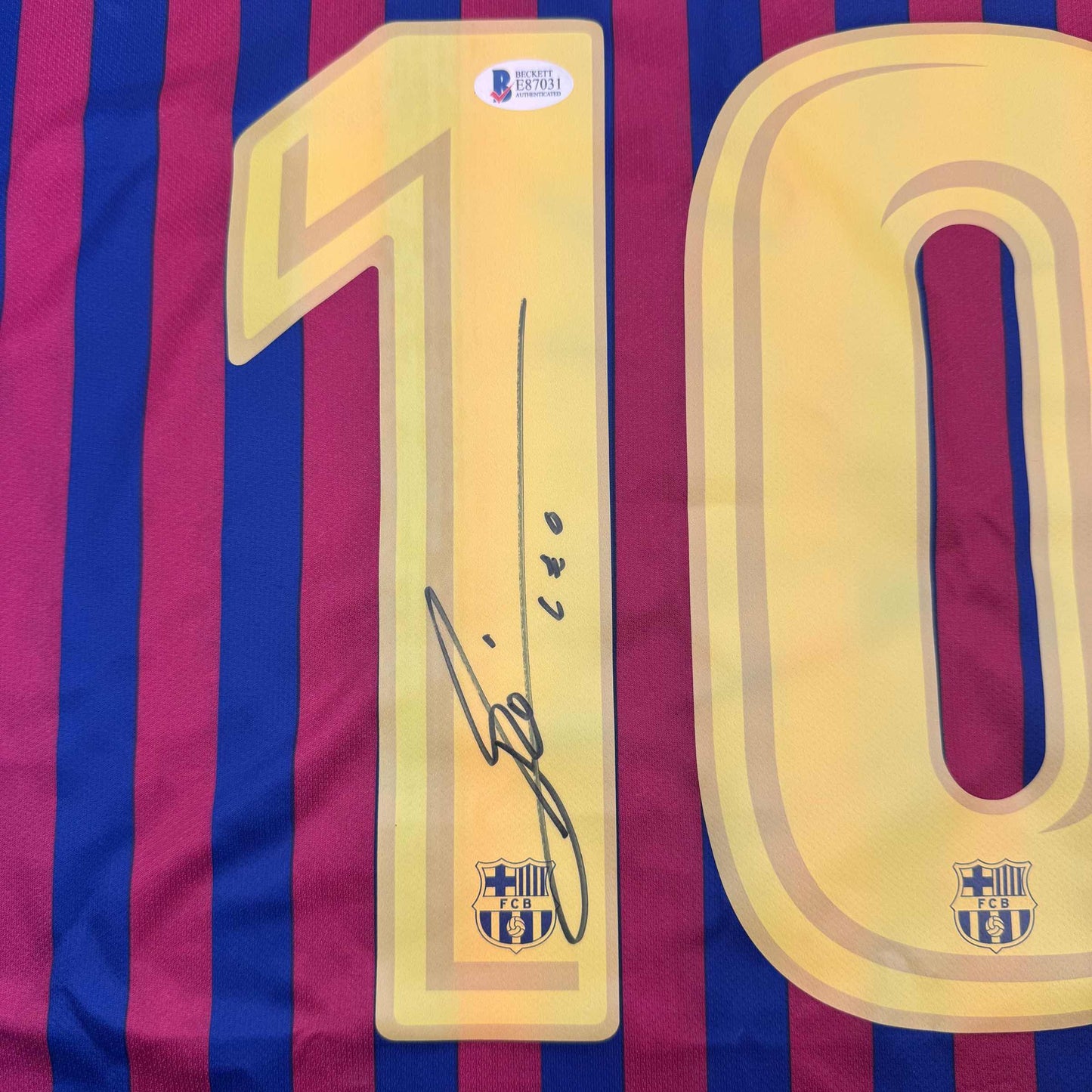 Autographed/Signed Lionel Leo Messi FC Barcelona Soccer Jersey Beckett BAS COA