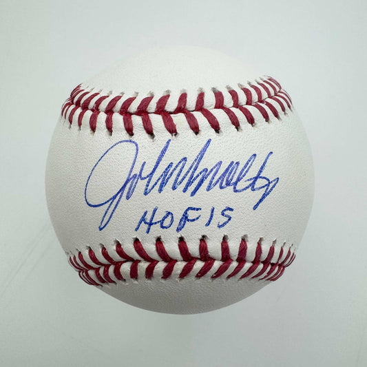 Autographed/Signed John Smoltz HOF 15 Rawlings Official Major League ROML Baseball Beckett BAS COA
