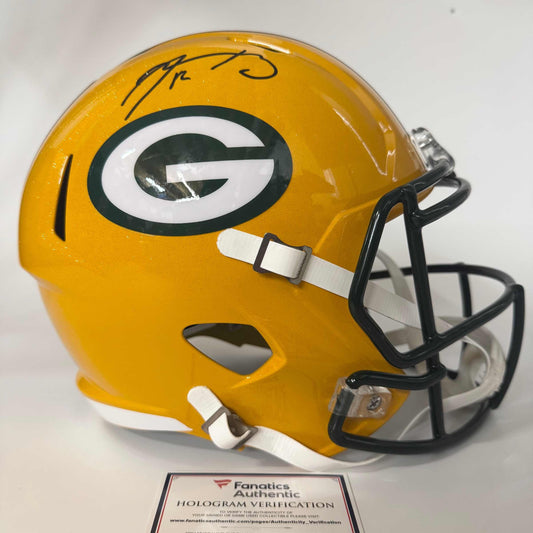 Autographed/Signed Aaron Rodgers Green Bay Packers Full Size Replica Football Helmet FS F/S Fanatics COA