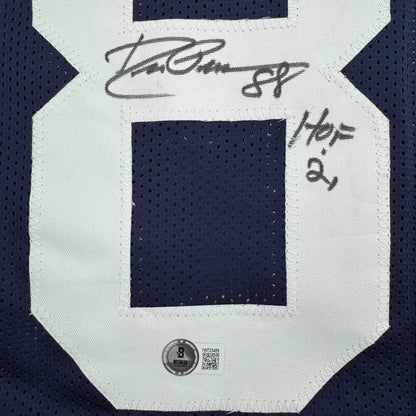 Autographed/Signed Drew Pearson HOF 21 Dallas Thanksgiving Football Jersey Beckett BAS COA