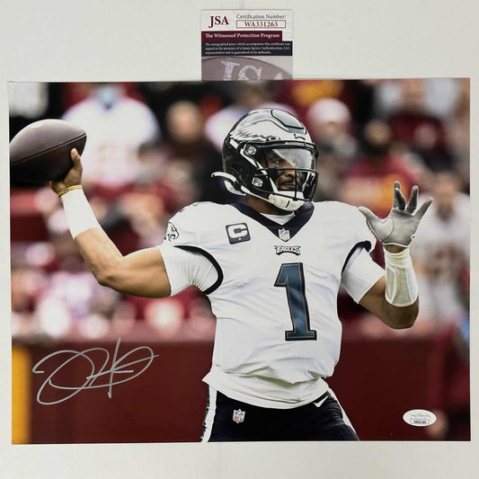 Autographed/Signed Jalen Hurts Philadelphia Eagles 11x14 Football Photo JSA COA #4