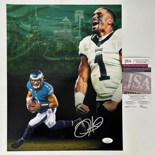 Autographed/Signed Jalen Hurts Philadelphia Eagles 11x14 Football Photo JSA COA #3