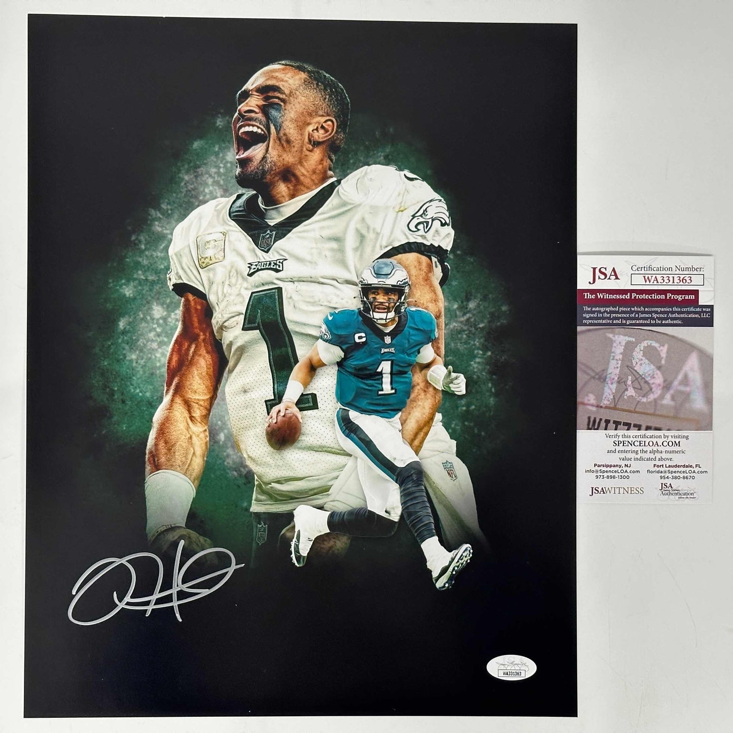 Autographed/Signed Jalen Hurts Philadelphia Eagles 11x14 Football Photo JSA COA #2