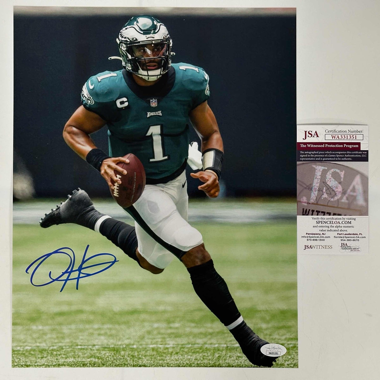 Autographed/Signed Jalen Hurts Philadelphia Eagles 11x14 Football Photo JSA COA #1