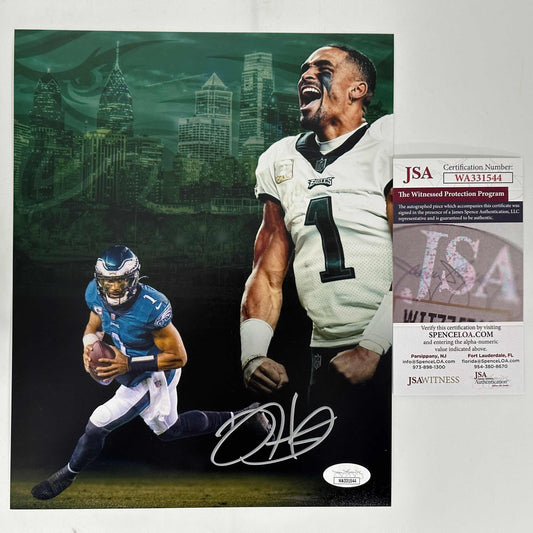 Autographed/Signed Jalen Hurts Philadelphia Eagles 8x10 Football Photo JSA COA #3