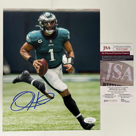 Autographed/Signed Jalen Hurts Philadelphia Eagles 8x10 Football Photo JSA COA #2