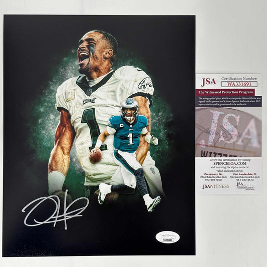 Autographed/Signed Jalen Hurts Philadelphia Eagles 8x10 Football Photo JSA COA #1