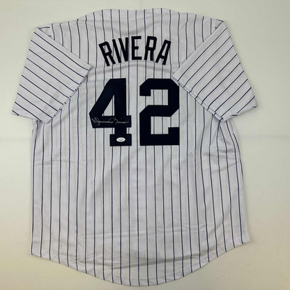 Autographed/Signed Mariano Rivera New York Pinstripe Baseball Jersey JSA COA/LOA