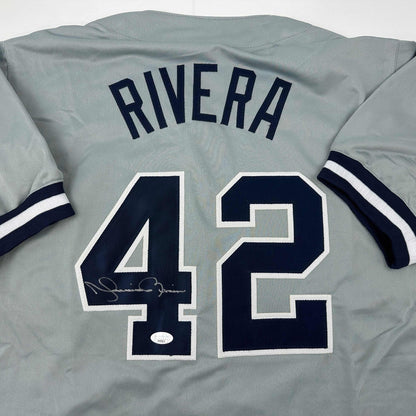 Autographed/Signed Mariano Rivera New York Grey Baseball Jersey JSA COA/LOA