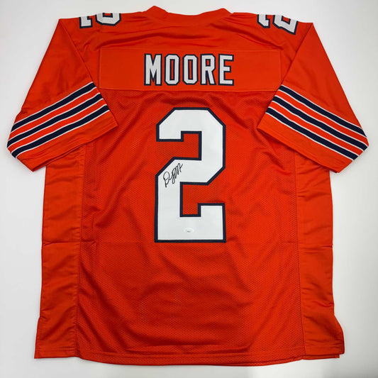 Autographed/Signed D.J. DJ Moore Chicago Retro Orange Football Jersey Beckett JSA COA