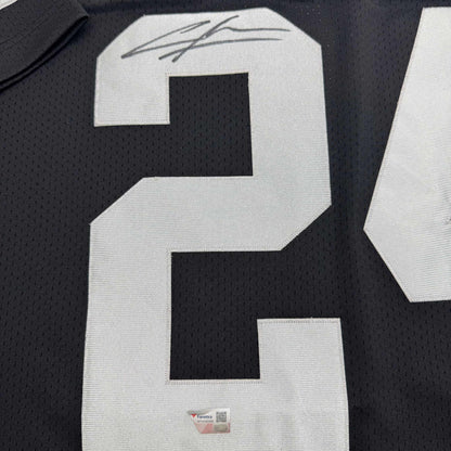 Autographed/Signed Charles Woodson Oakland Raiders Black Mitchell & Ness Football Jersey Fanatics COA
