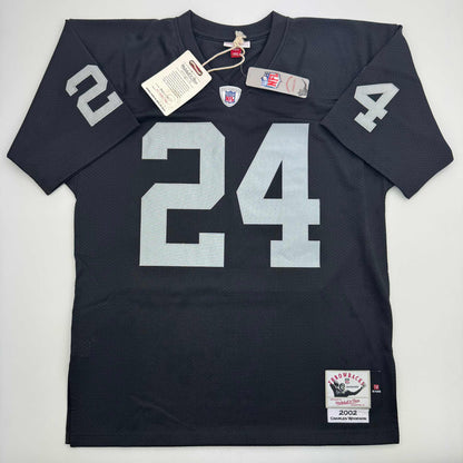 Autographed/Signed Charles Woodson Oakland Raiders Black Mitchell & Ness Football Jersey Fanatics COA