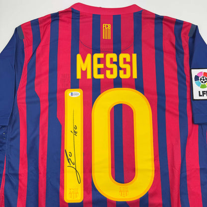 Autographed/Signed Lionel Leo Messi FC Barcelona Soccer Jersey Beckett BAS COA #2