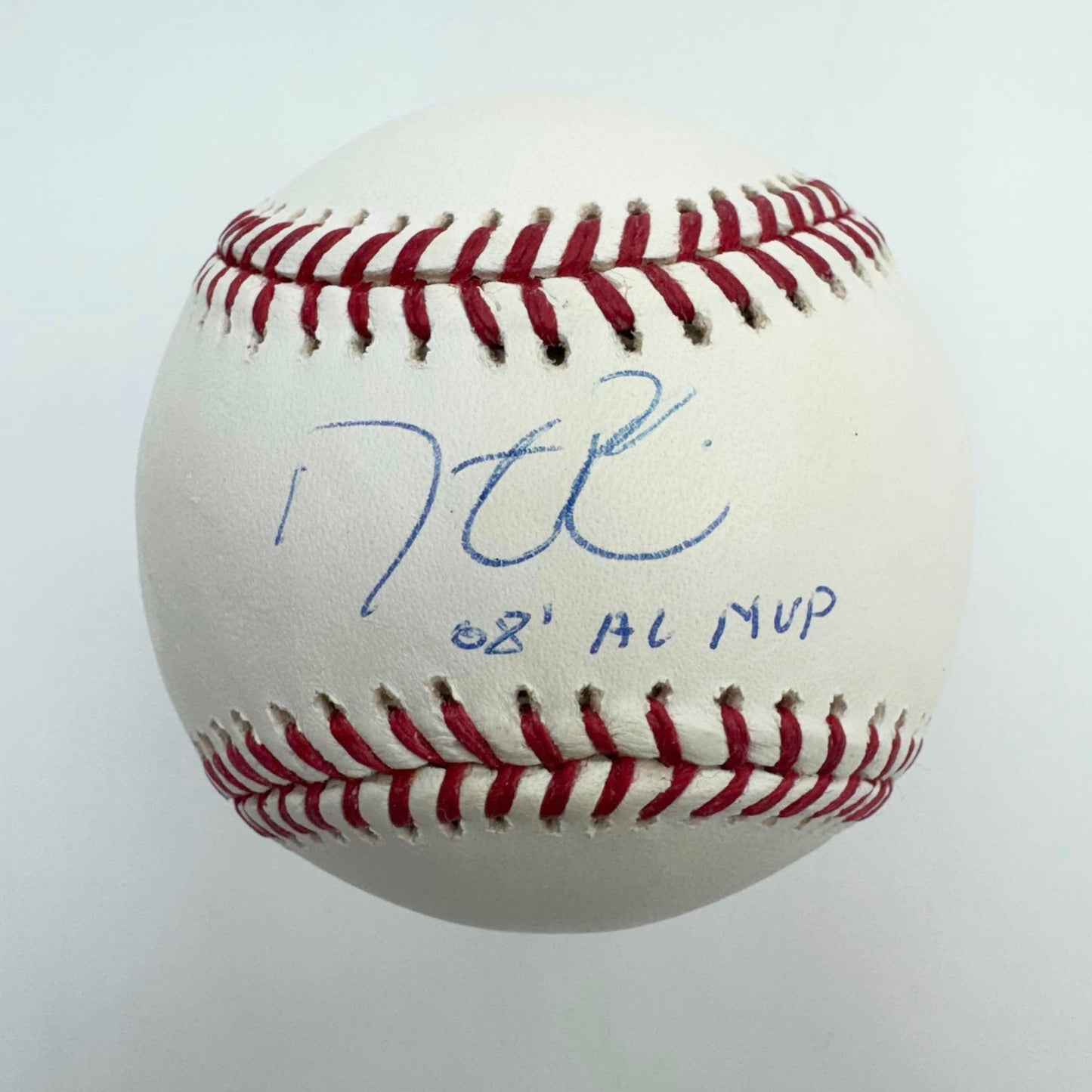 Autographed/Signed Dustin Pedroia 08 AL MVP Rawlings Official Major League ROML Baseball Steiner COA