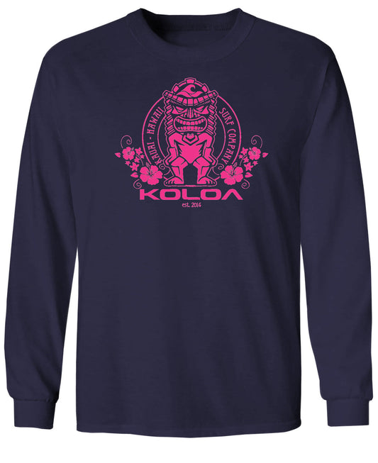 Koloa Tiki Flowers Youth Long Sleeve T-Shirt