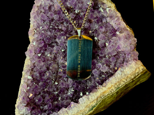 “Prove Them Wrong” Stainless Steel Dog Tag Necklace | Motivational Strength + Determination Jewelry