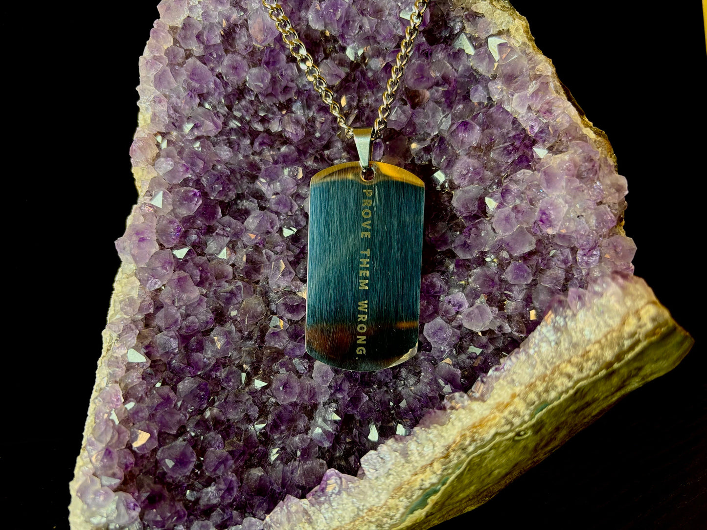 “Prove Them Wrong” Stainless Steel Dog Tag Necklace | Motivational Strength + Determination Jewelry