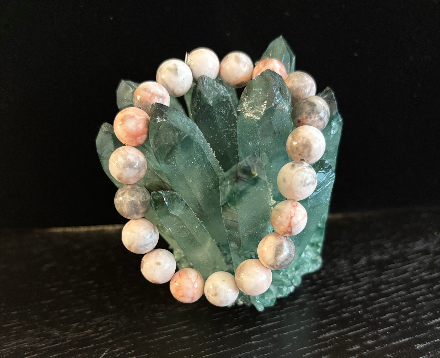 Reiki-Infused Pink Zebra Jasper Bracelet for Stress Relief, Emotional Balance & Vacation Vibe Elegance (8mm & 10mm)