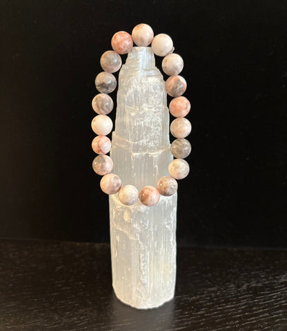Reiki-Infused Pink Zebra Jasper Bracelet for Stress Relief, Emotional Balance & Vacation Vibe Elegance (8mm & 10mm)