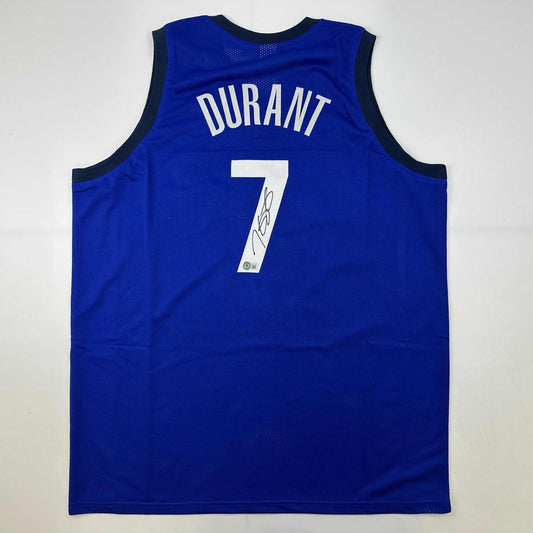 Autographed/Signed Kevin Durant United States USA Olympics Blue Basketball Jersey Beckett BAS COA