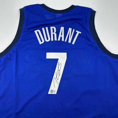 Autographed/Signed Kevin Durant United States USA Olympics Blue Basketball Jersey Beckett BAS COA
