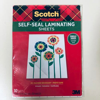 Scotch 3M Self-Sealing Laminating Sheets, 9x12" letter size LS854SS10, 10 sheets