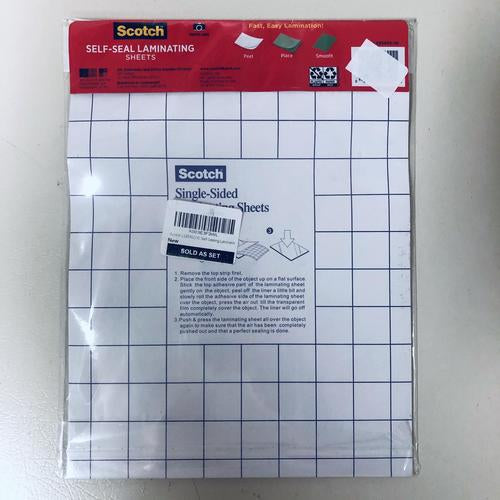 Scotch 3M Self-Sealing Laminating Sheets, 9x12" letter size LS854SS10, 10 sheets